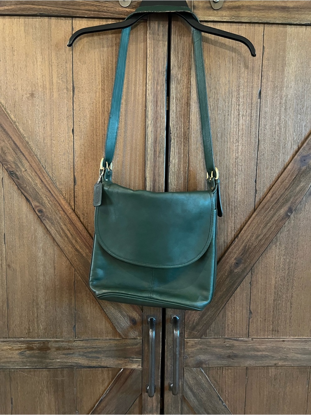 Coach Whitney Bottle Green Leather Crossbody Bag with Gold Hardware